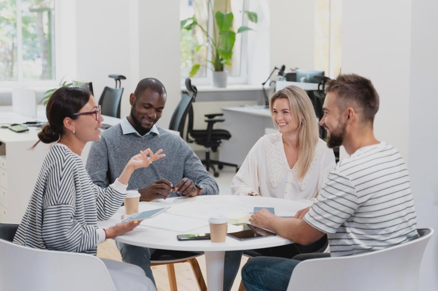 Modern office workspace with collaborative environment for financial consultation